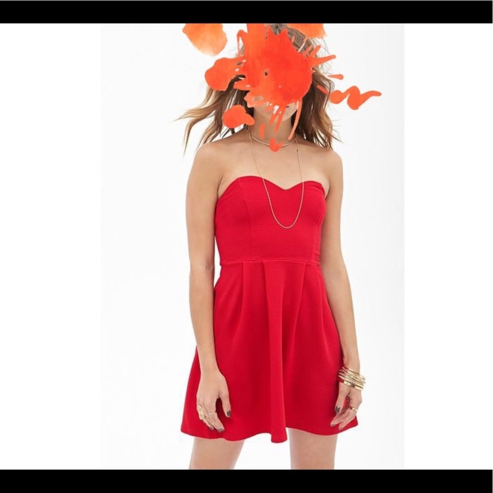 Forever 21 red ribbed skater dress ❤️